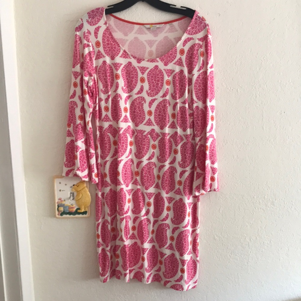 Boden pink and red paisley dress